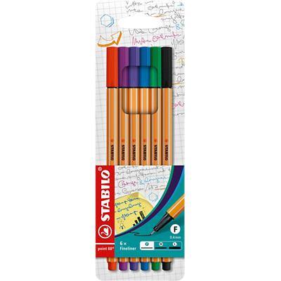 STABILO point 88 Fineliner Pen 0.4 mm Needlepoint Assorted 88/6 Pack of 6