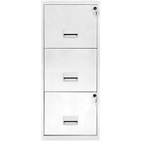 Pierre Henry Steel Filing Cabinet with 3 Lockable Drawers Maxi 400 x 400 x 930 mm White