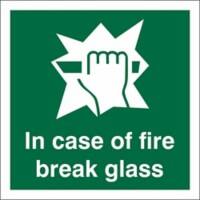 In case of fire break glass vinyl adhesive Sign 100mm x 100mm