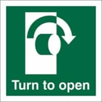 Turn to open clockwise vinyl adhesive Sign 100mm x 100mm