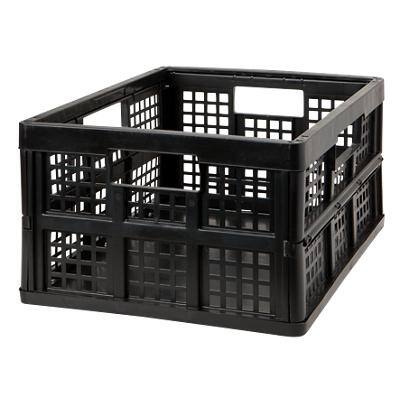 Really Useful Box Plastic Folding Crate Black No Lid 475 x 345 x 235 mm Pack of 5