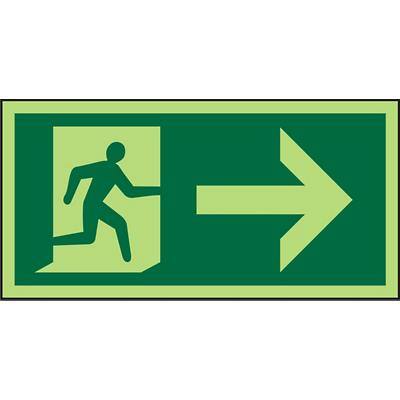 Fire Exit Sign with Man Running and Right Arrow Self Adhesive Vinyl Green 10 x 20 cm