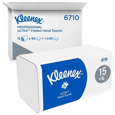 Kleenex Hand Towels V-fold White 3 Ply 6710 96 Sheets Pack of 15