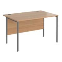 Dams International Rectangular Straight Desk with Beech Coloured MFC Top and Graphite H-Frame Legs Contract 25 1200 x 800 x 725mm