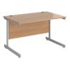 Dams International Rectangular Straight Desk with Beech Coloured MFC Top and Silver Frame Cantilever Legs Contract 25 1200 x 800 x 725 mm