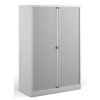 Bisley Tambour Cupboard Lockable Steel & Aluminium DST65W 1000 x 470 x 1570 - 1585mm White