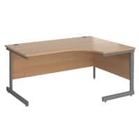 Dams International Contract 25 Right Hand Ergonomic Desk with Beech Coloured MFC Top and Graphite Frame Cantilever Legs 1,600 x 1,200 x 725 mm