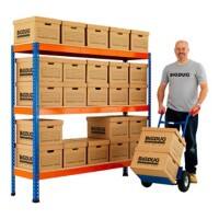 BiGDUG Archive Storage Bay with 3 Levels and 80 Boxes Steel, Chipboard 2629 x 1830 x 915 mm Blue, Orange