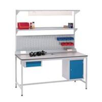 SLINGSBY Workbench with 1 Drawer, 1 Cupboard and Accessories Steel Grey, Blue 750 x 1800 x 2000 mm