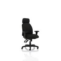 Dynamic Independent Seat & Back Task Operator Chair Height Adjustable Arms Jet Black Seat With Adjustable Headrest High Back