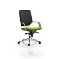 Executive Chair Xenon White Shell Black Fabric Medium Back Upholstered Seat In Seat Myrrh Green