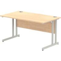 Dynamic Rectangular Straight Desk Maple MFC Cantilever Leg Grey Frame Impulse Brown 1400 x 800 x 730mm