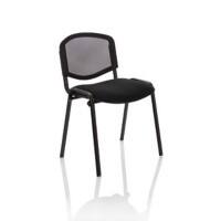 Dynamic Stacking Chair ISO Black Frame Mesh Back Black Fabric Seat Pack Of 4 Without Arms
