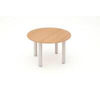 Round Meeting Table Beech MFC Post Legs Silver Impulse 1200 x 1200 x 730mm