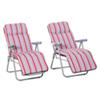 Outsunny Sun Lounger 84B-571V70RD Steel, Polyester, Cotton Red, White Set of 2