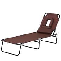 Outsunny Sun Lounger 84B-002 Steel, Oxford Brown
