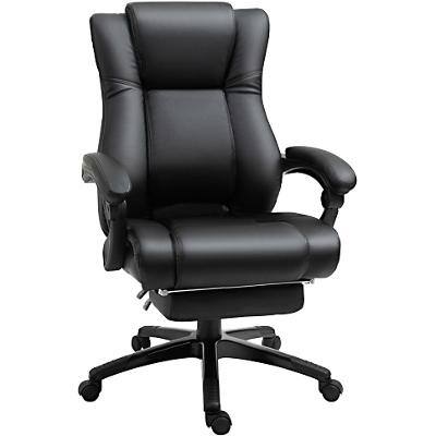 Vinsetto Executive Home Office Chair High Back PU Leather Recliner, with  Foot Rest, Black