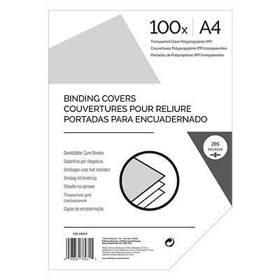 Binding Cover A4 Plastic 285 Microns Transparent Pack of 100