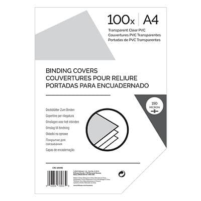 Binding Cover A4 Plastic 190 Microns Transparent Pack of 100