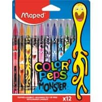 Maped Felt Tip Pens Assorted Color Peps Monster Pack of 12