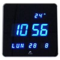 Alba Digital Wall Clock HORLEDSQ 28 x 3.4cm Silver Grey & Blue