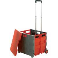 GPC Folding Box Truck Grey, Red with Removable Lid 35 kg Capacity