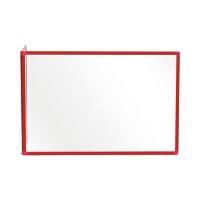 Bi-Office Freestanding Desktop Protective Screen Duo L Shaped 900 x 600mm & 450 x 600mm Acrylic, Aluminium Frame Red Pack of 2