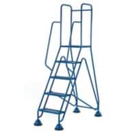 GPC Domed Feet Step 5 Tread with Handrail and Anti-Slip Expanded Steel Mesh Tread 150 kg Blue