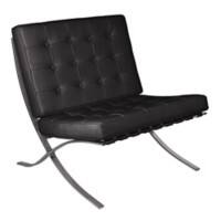 Nautilus Designs Ltd. Contemporary Oversized Leather Faced Reception Chair with Classic Button Design Black