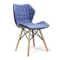 Nautilus Designs Ltd. Stylish Lightweight Fabric Chair with Solid Beech Legs and Contemporary Panel Stitching Denim