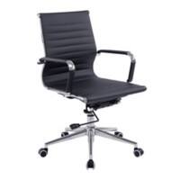 Nautilus Designs Ltd. Contemporary Medium Back Bonded Leather Executive Armchair with Chrome Base Black
