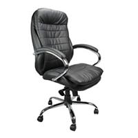 Nautilus Designs Ltd. High Back Italian Leather Faced Synchronous Executive Armchair with Integral Headrest and Chrome Base Black