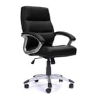 Nautilus Designs Ltd. High Back Leather Effect Executive Armchair with Contoured Design Backrest and Silver Detailed Black Nylon Base Black