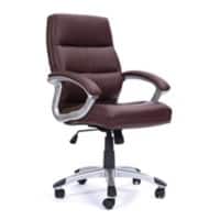 Nautilus Designs Ltd. High Back Leather Effect Executive Armchair with Contoured Design Backrest and Silver Detailed Black Nylon Base Cherry Brown