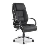 Nautilus Designs Ltd. High Back Leather Faced Executive Armchair with Contrasting Piping and Chrome Base Black