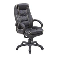 Nautilus Designs Ltd. High Back Leather Faced Executive Armchair with Contrasting Piping Black