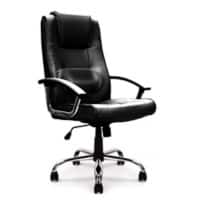 Nautilus Designs Ltd. High Back Leather Faced Executive Armchair with Integral Headrest and Chrome Base Black