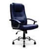 Nautilus Designs Ltd. High Back Leather Faced Executive Armchair with Integral Headrest and Chrome Base Blue