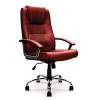 Nautilus Designs Ltd. High Back Leather Faced Executive Armchair with Integral Headrest and Chrome Base Burgundy
