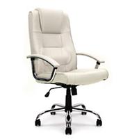 Nautilus Designs Ltd. High Back Leather Faced Executive Armchair with Integral Headrest and Chrome Base