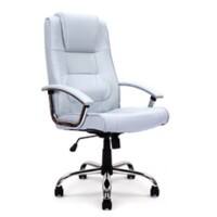 Nautilus Designs Ltd. High Back Leather Faced Executive Armchair with Integral Headrest and Chrome Base Silver