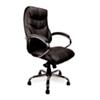 Nautilus Designs Ltd. High Back Luxurious Leather Faced Synchronous Executive Armchair with Integral headrest and Chrome Base Black