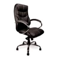 Nautilus Designs Ltd. High Back Luxurious Leather Faced Synchronous Executive Armchair with Integral headrest and Chrome Base Black