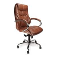 Nautilus Designs Ltd. High Back Luxurious Leather Faced Synchronous Executive Armchair with Integral headrest and Chrome Base Tan