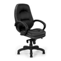 Nautilus Designs Ltd. Luxurious Leather Faced Executive Armchair with Padded, Upholstered Armpads and Pronounced Lumbar Support Black