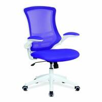 Nautilus Designs Ltd. Designer Medium Back Mesh Chair with White Shell and Folding Arms Purple