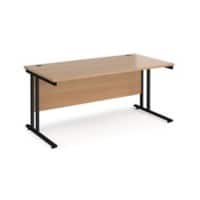 Rectangular Straight Desk Beech Top Black Cantilever Legs Maestro 25 1600 x 800 x 725mm