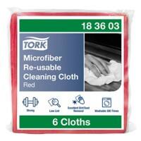 Tork Microfiber Reusable Cleaning Cloth Red 183603 Dry and Wet Use Pack of 6