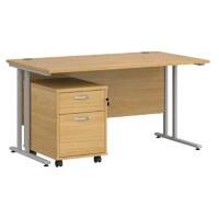 Dams International Straight Desk with 2 Drawer Pedestal SBS214O 1,400 x 800 x 725 mm