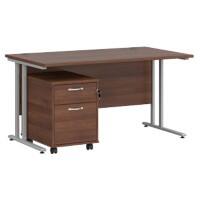 Dams International Straight Desk with 2 Drawer Pedestal SBS214W 1,400 x 800 x 725 mm